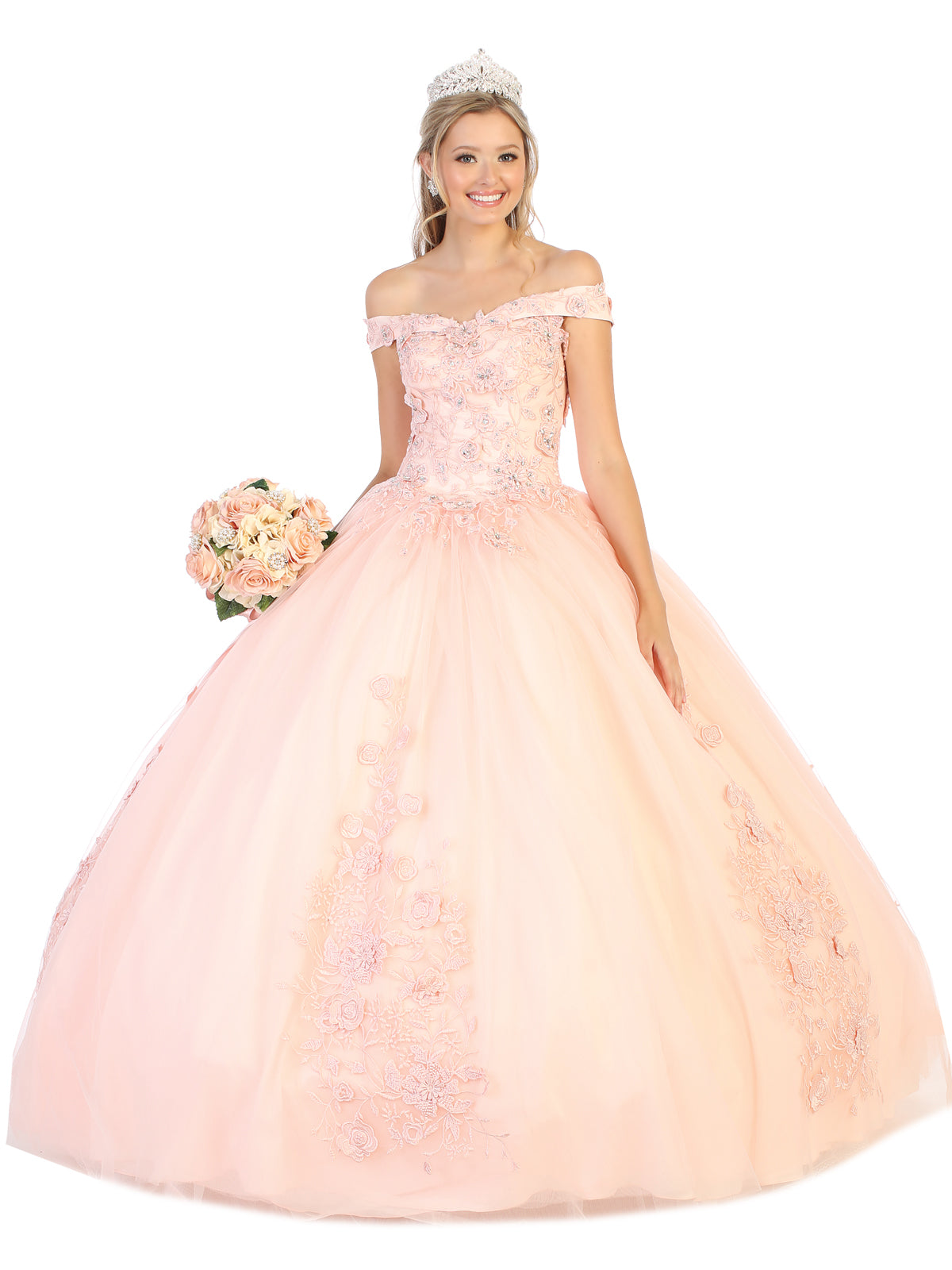 Layla K LK136 Embroidered Off The Shoulder Quinceanera Ball Gown