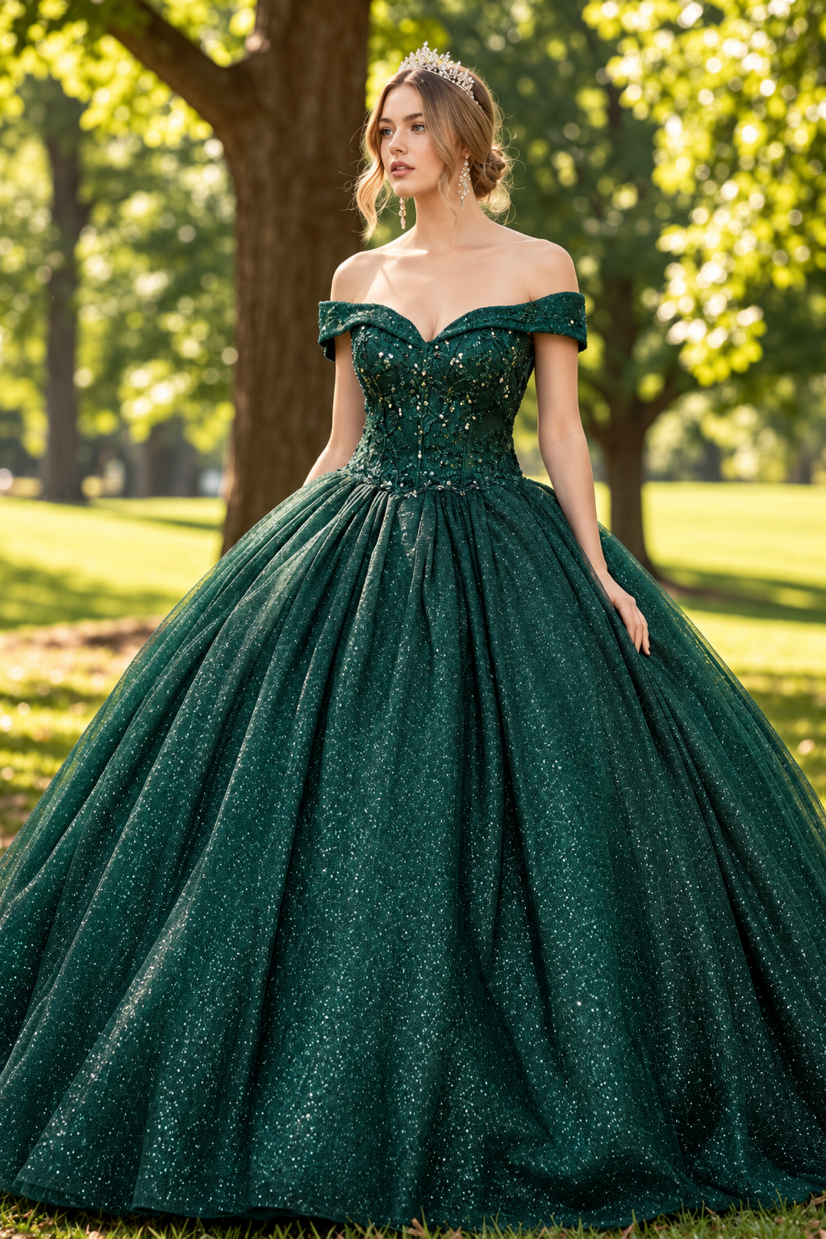 Sweet 16 Birthday Party Dress in Hunter Green Style LK151 Ball Gown