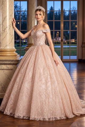 Sweet 16 Birthday Party Dress in Rose Gold Style Ball Gown