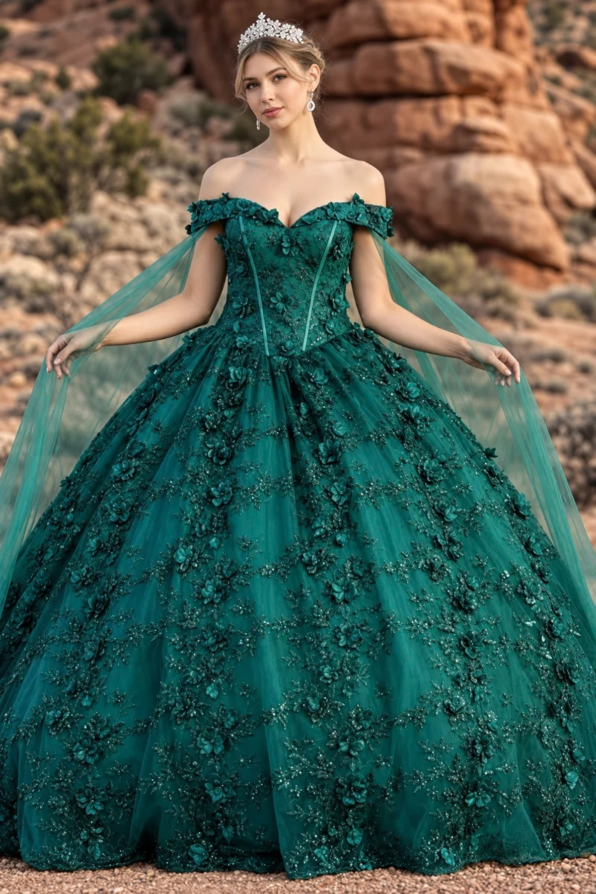 Off Shoulder Floral Corset Quinceanera Ball Gown