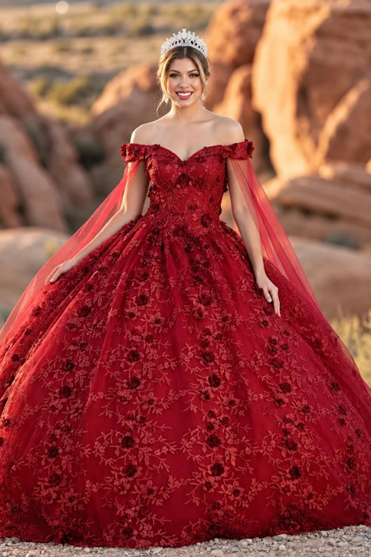 Off Shoulder Floral Corset Quinceanera Ball Gown