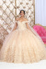 Layla K LK236 Sweetheart Lace up Back 3D Embellished Quince Gown - CHAMPAGNE / 4 - Dress