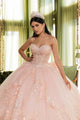 Vestido de quinceañera con capa bordada y escote corazón Layla K LK251