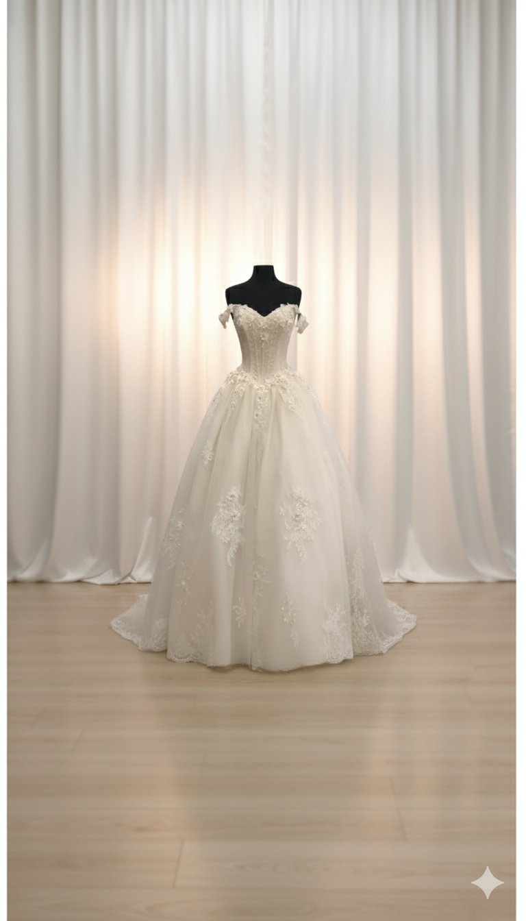 Vestido de fiesta de quinceañera con hombros descubiertos y purpurina floral Layla K LK260