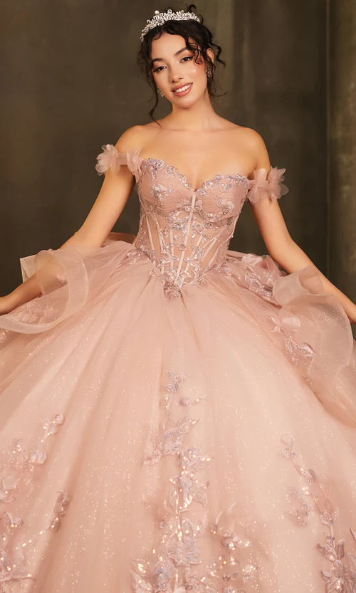 Layla K LK270 Off-Shoulder Floral Applique Ball Gown Quinceañera Dress-New Collection