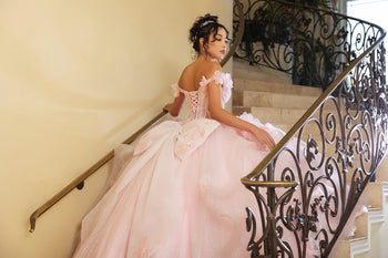 Layla K LK270 Off-Shoulder Floral Applique Ball Gown Quinceañera Dress