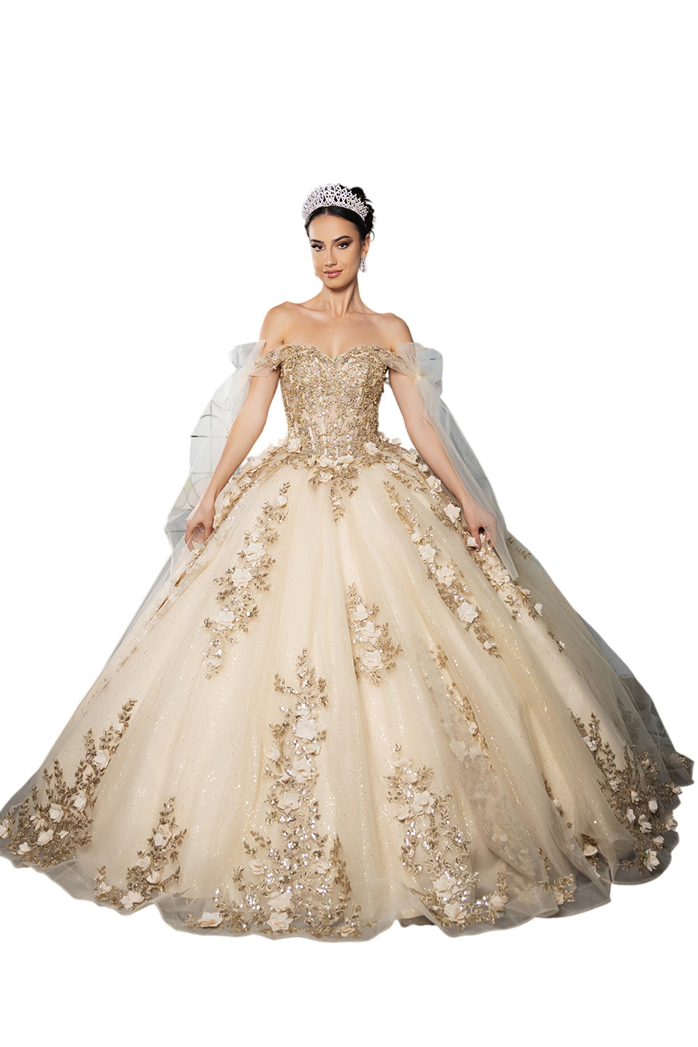 Plus Size Ball Gown in Champagne/Gold | Formal Quinceanera Dress by LK280