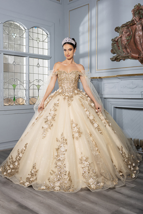 Plus Size Ball Gown in Champagne/Gold | Formal Quinceanera Dress by LK280