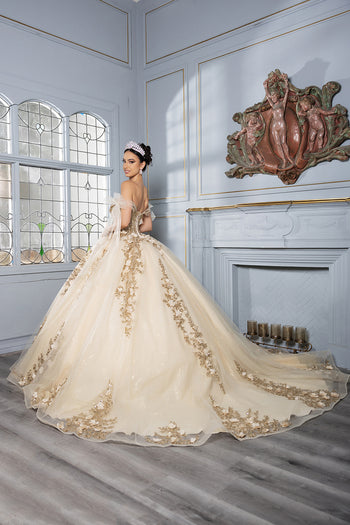 Plus Size Ball Gown in Champagne/Gold | Formal Quinceanera Dress by LK280