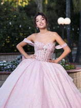 Layla K LK281 Off-Shoulder Ball Gown with Corset Bodice & Glitter Tulle Skirt