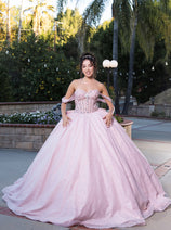 Layla K LK281 Off-Shoulder Ball Gown with Corset Bodice & Glitter Tulle Skirt
