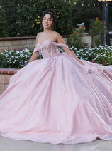 Layla K LK281 Off-Shoulder Ball Gown with Corset Bodice & Glitter Tulle Skirt
