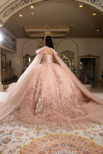 Luxury Ball Gown Quinceañera Dress with Glitter Tulle Skirt & Beaded Corset By Layla K LK284