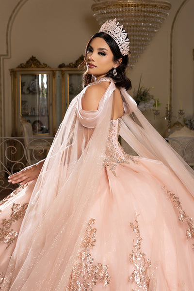 Luxury Ball Gown Quinceañera Dress with Glitter Tulle Skirt & Beaded Corset By Layla K LK284