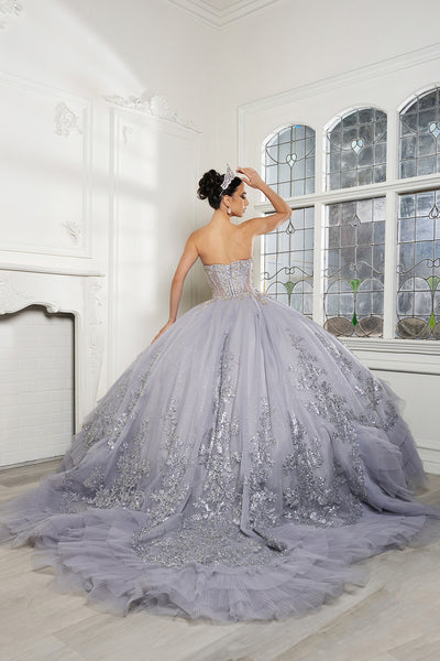 Luxury Ball Gown Quinceañera Dress with Glitter Tulle Skirt & Beaded Corset By Layla K LK284