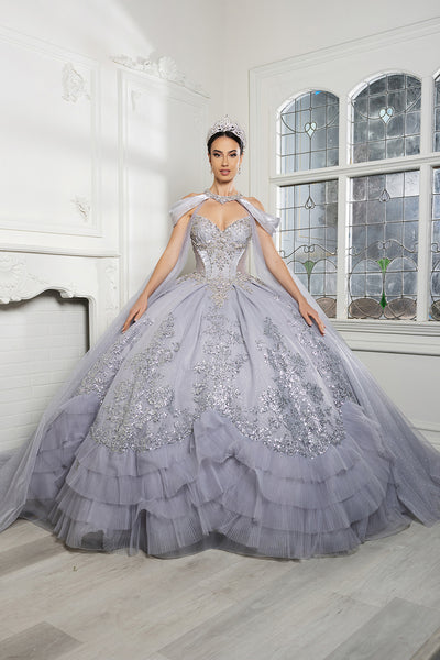 Luxury Ball Gown Quinceañera Dress with Glitter Tulle Skirt & Beaded Corset By Layla K LK284