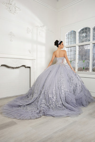 Luxury Ball Gown Quinceañera Dress with Glitter Tulle Skirt & Beaded Corset By Layla K LK284