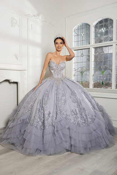 Luxury Ball Gown Quinceañera Dress with Glitter Tulle Skirt & Beaded Corset By Layla K LK284