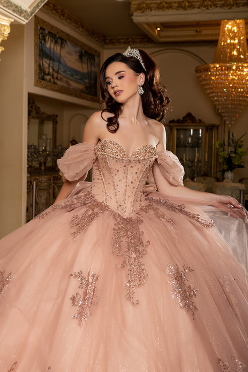 Beaded Corset Bodice Spaghetti Straps Detachable Off Shoulder Sleeves By Layla K LK287