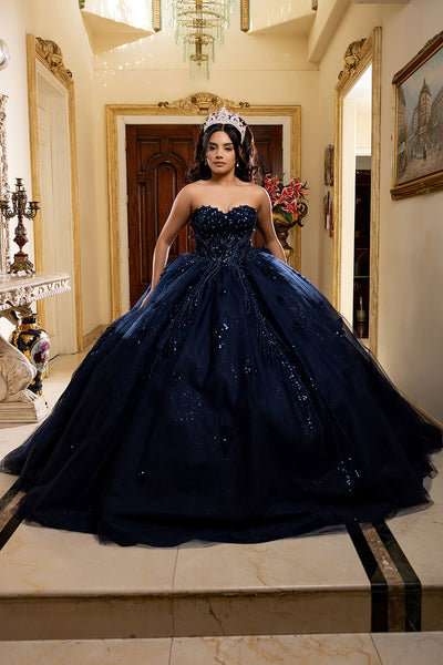 Beaded Corset Bodice & Glitter Tulle Skirt Strapless Sweetheart Birthday Dress By Layla K LK288