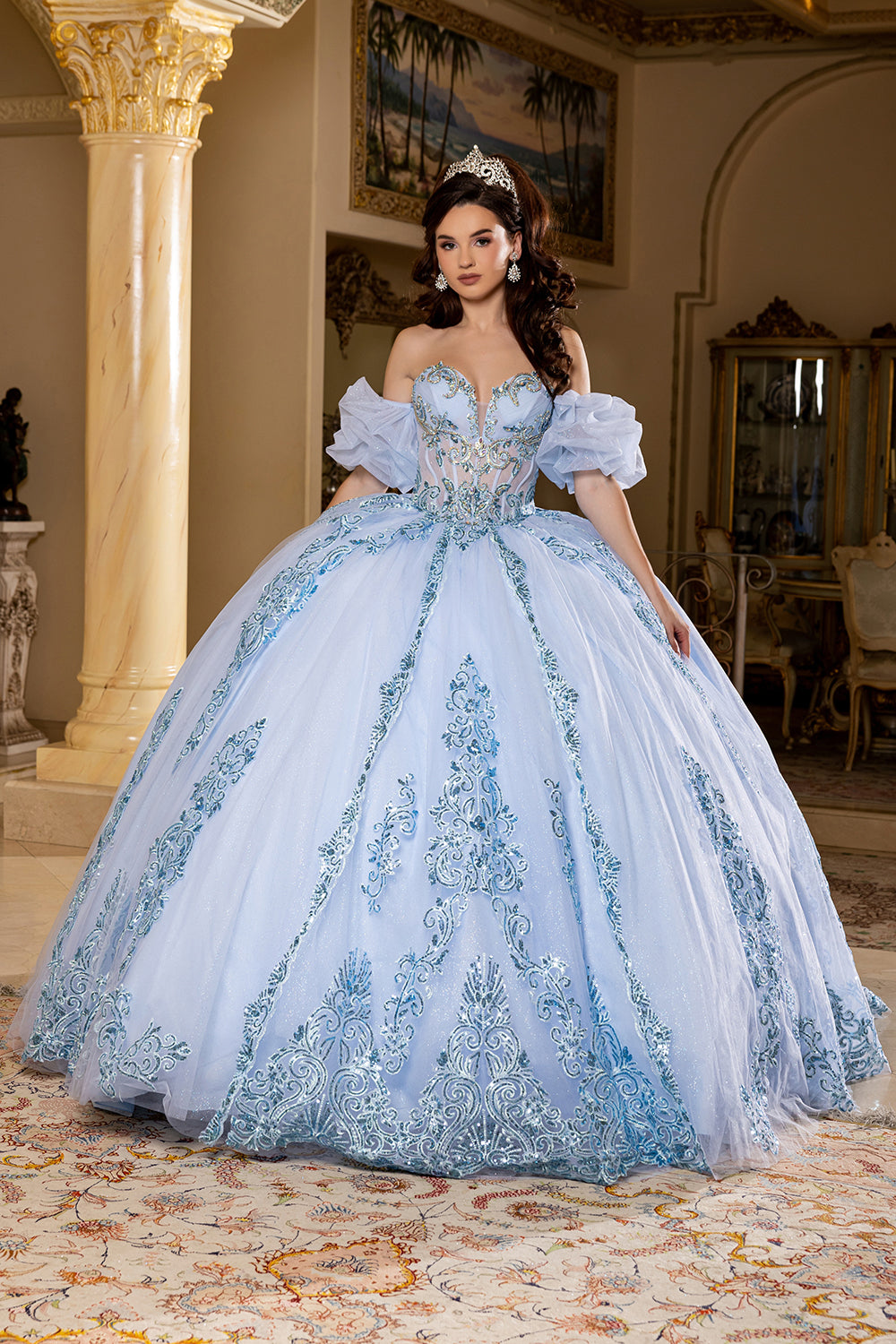 Gown with Beaded Corset Bodice By Layla K LK290