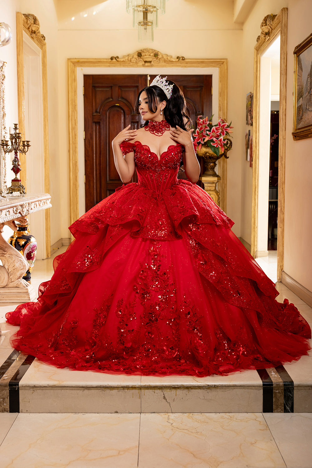 red off the shoulder sequin dress Off-the-Shoulder Sequin Evening The Dress Outlet