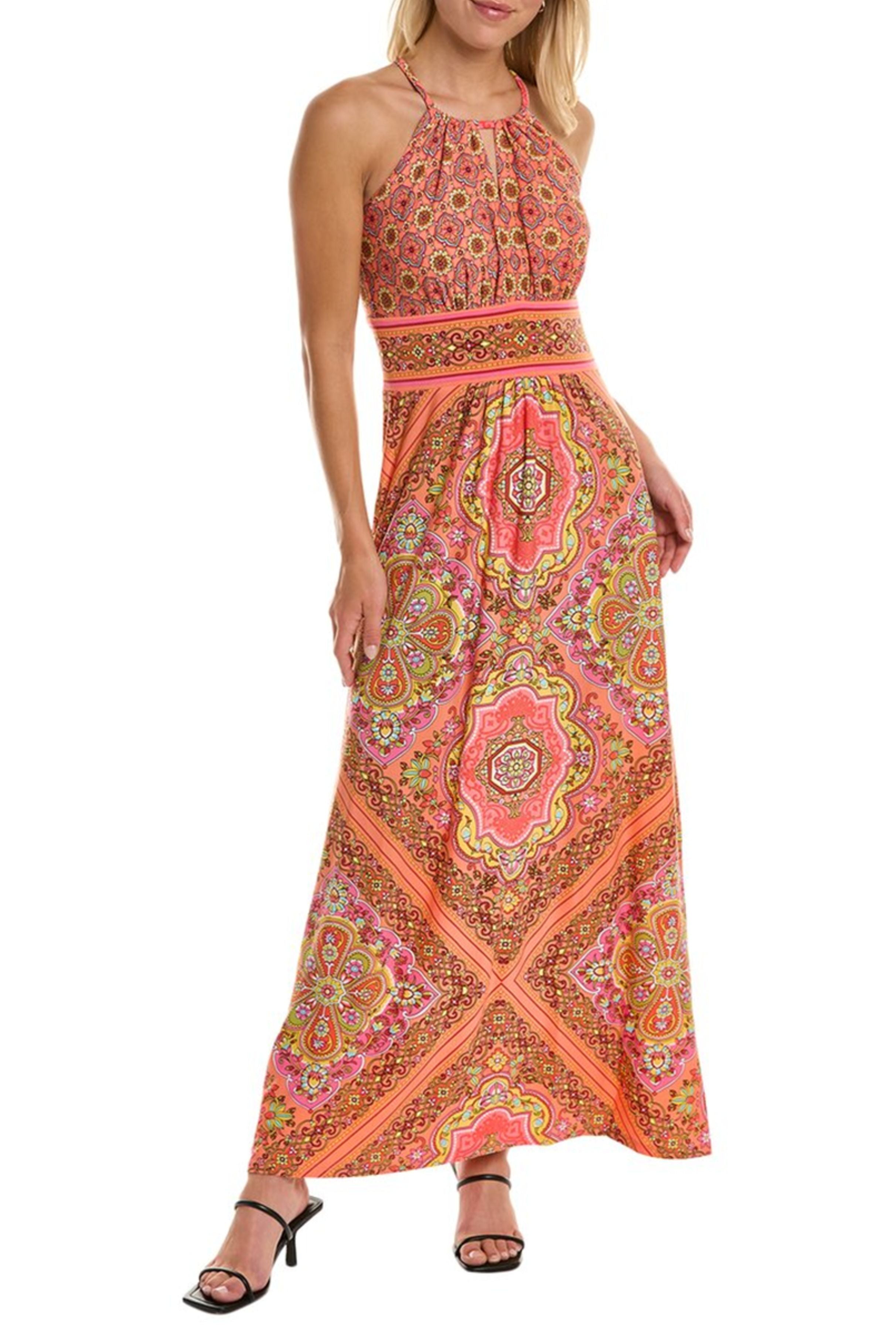 London Times Keyhole Maxi Dress, 8 / Orange