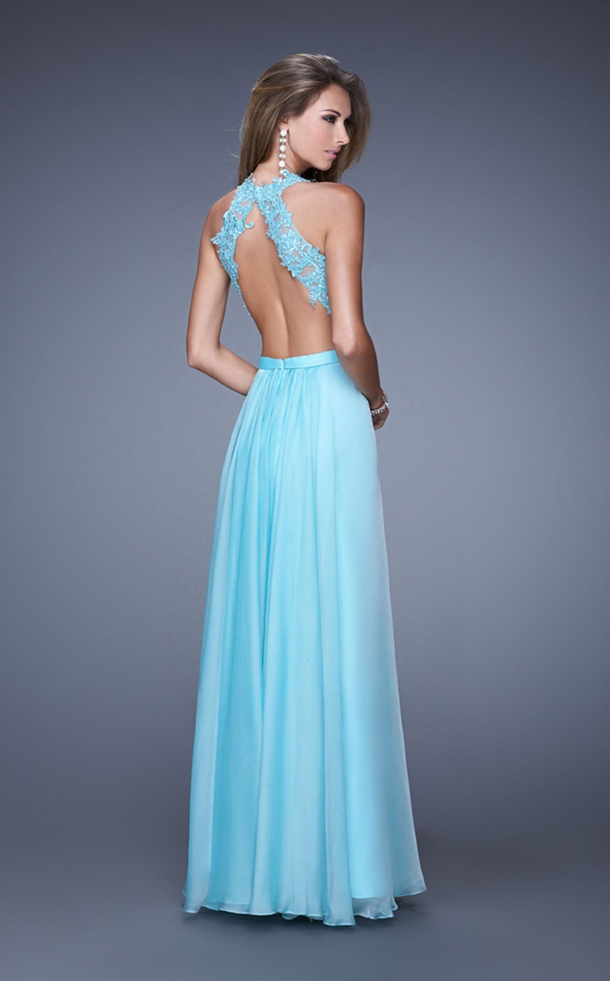 La Femme 20638 Chiffon Slit Sleeveless Prom Dress