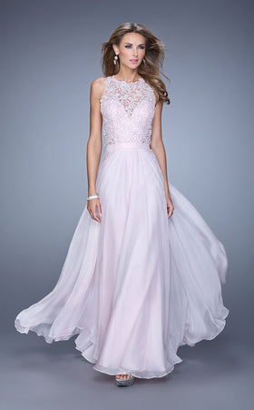 La Femme 20638 Chiffon Slit Sleeveless Prom Dress