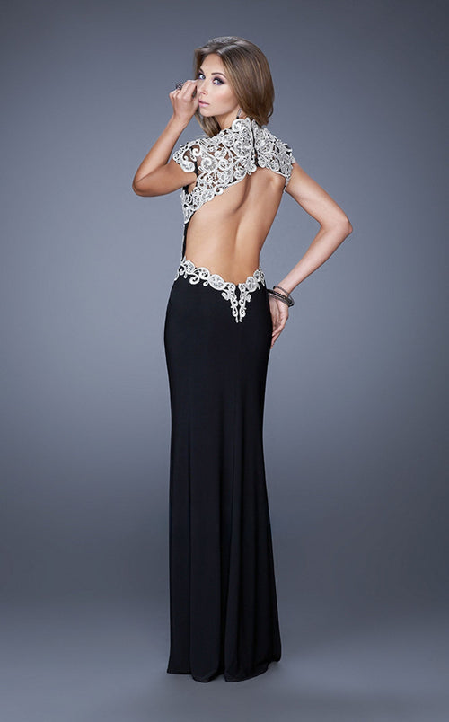 La Femme 20648 Jersey Embroidered Slit Prom Dress