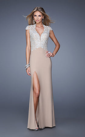 La Femme 20648 Jersey Embroidered Slit Prom Dress