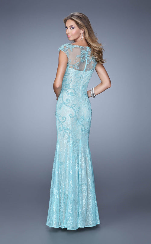 La Femme 20892 Tulle Embroidered Slit Prom Dress