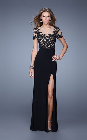 La Femme 20957 Jersey Embroidered Slit Prom Dress