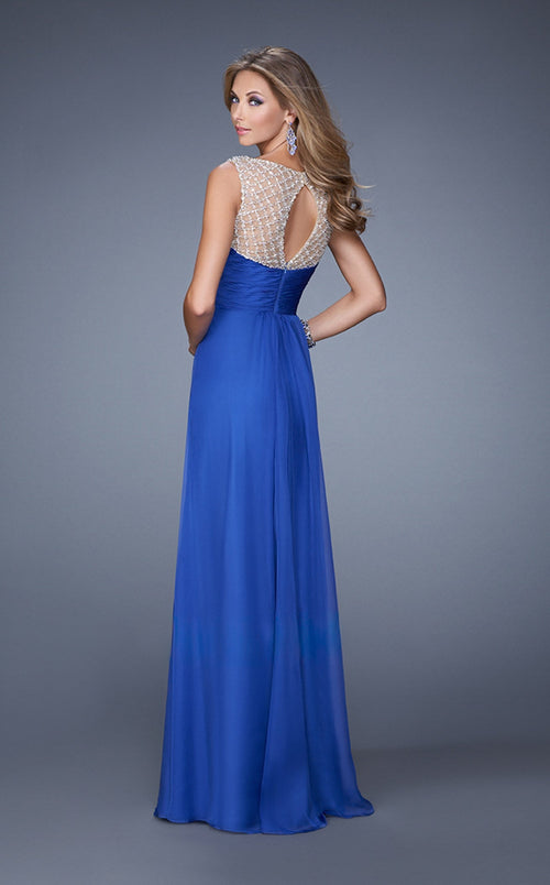 La Femme 20962 Chiffon Slit V Neck Sleeveless Prom Dress