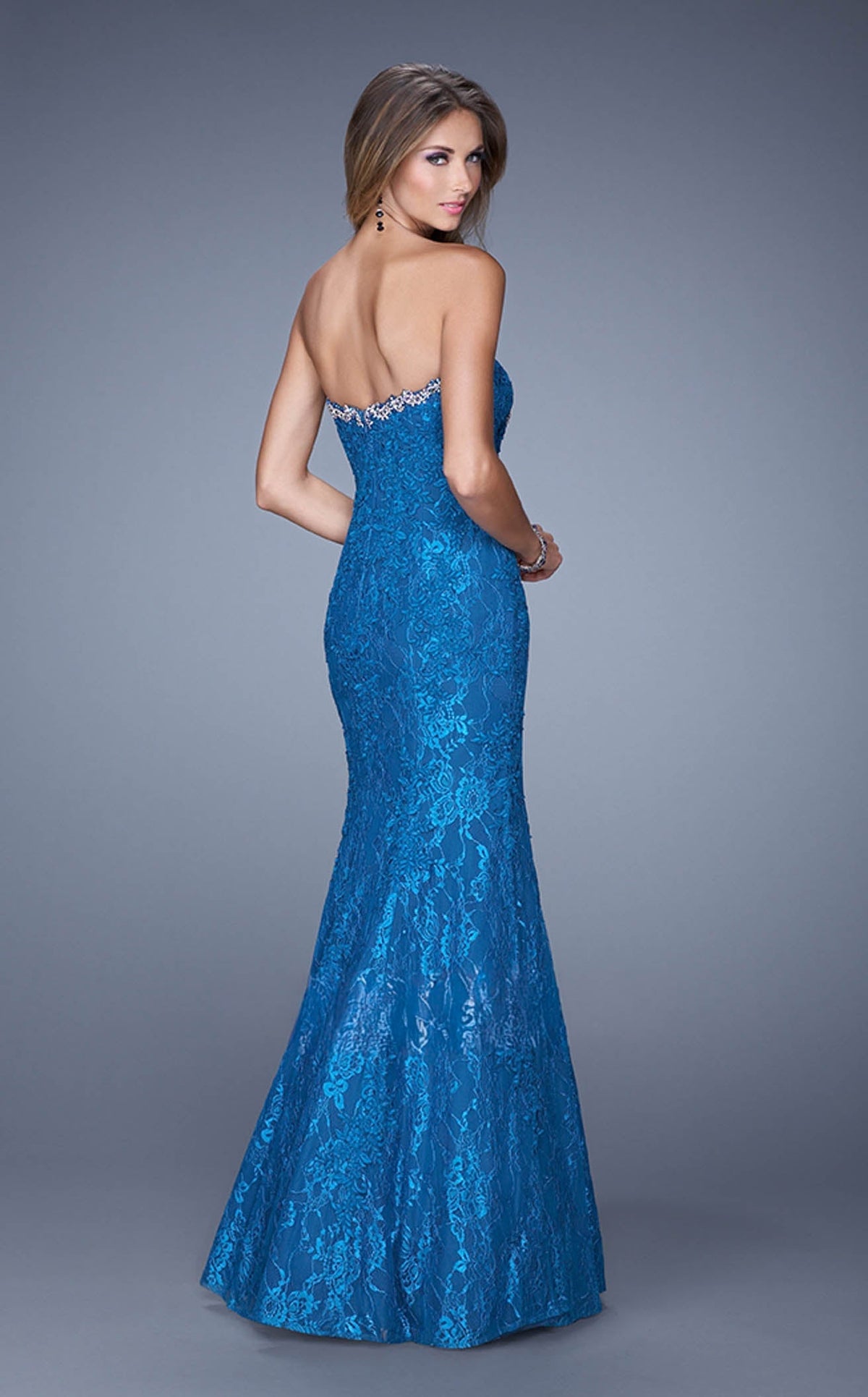 La Femme 20964 Tulle Slit Sleeveless Prom Dress