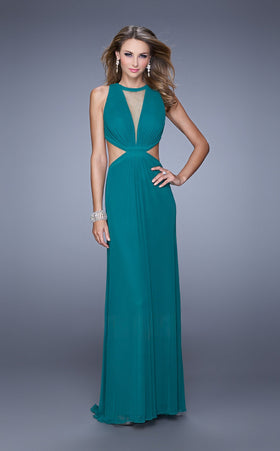 La Femme 21146 Chiffon Slit Sleeveless Prom Dress