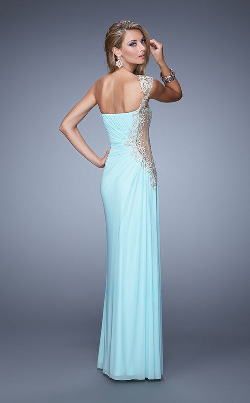 La Femme 21164 Chiffon Slit Sleeveless Prom Dress