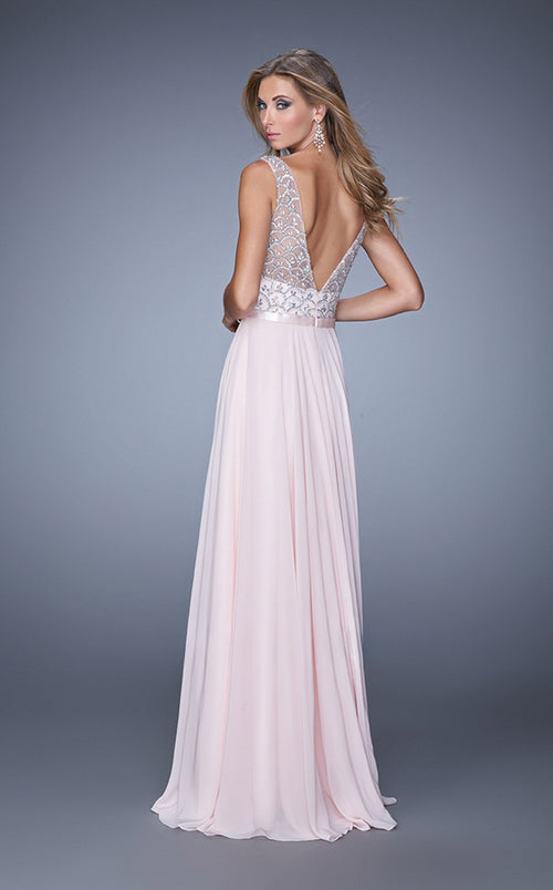 La Femme 21322 Chiffon Slit Sleeveless Prom Dress