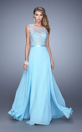 La Femme 21322 Chiffon Slit Sleeveless Prom Dress