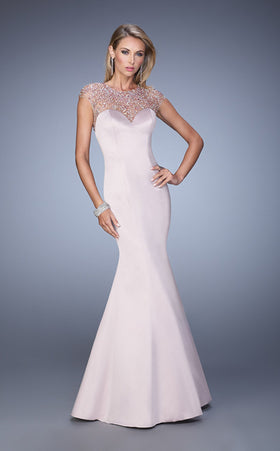 La Femme 21345 Satin Slit Prom Dress