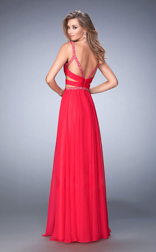 La Femme 22718 Chiffon Slit Sleeveless Prom Dress
