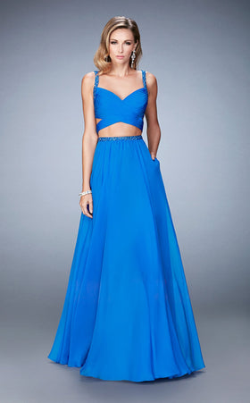 La Femme 22718 Chiffon Slit Sleeveless Prom Dress