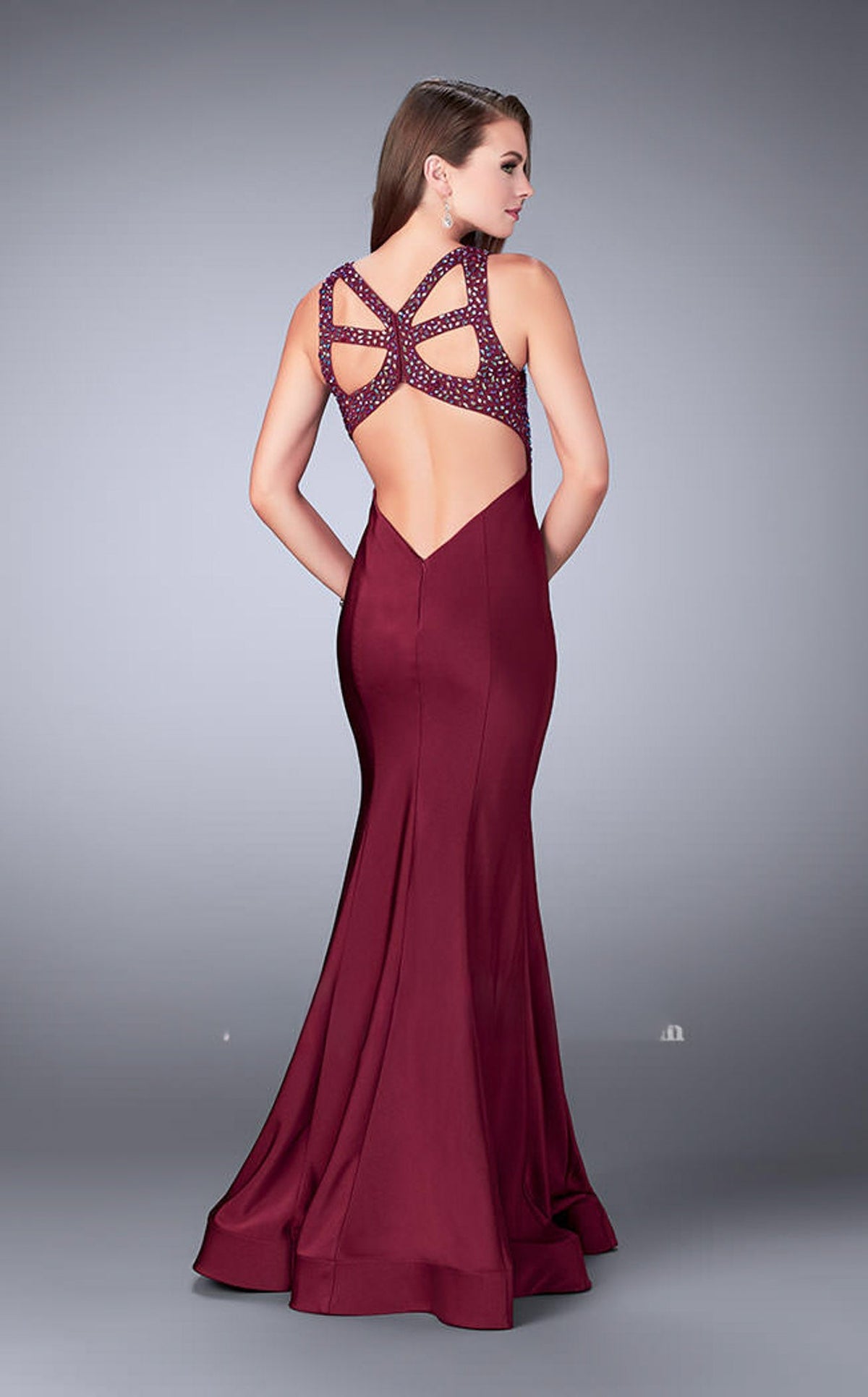 La Femme 23625 Jersey Slit Sleeveless Prom Dress
