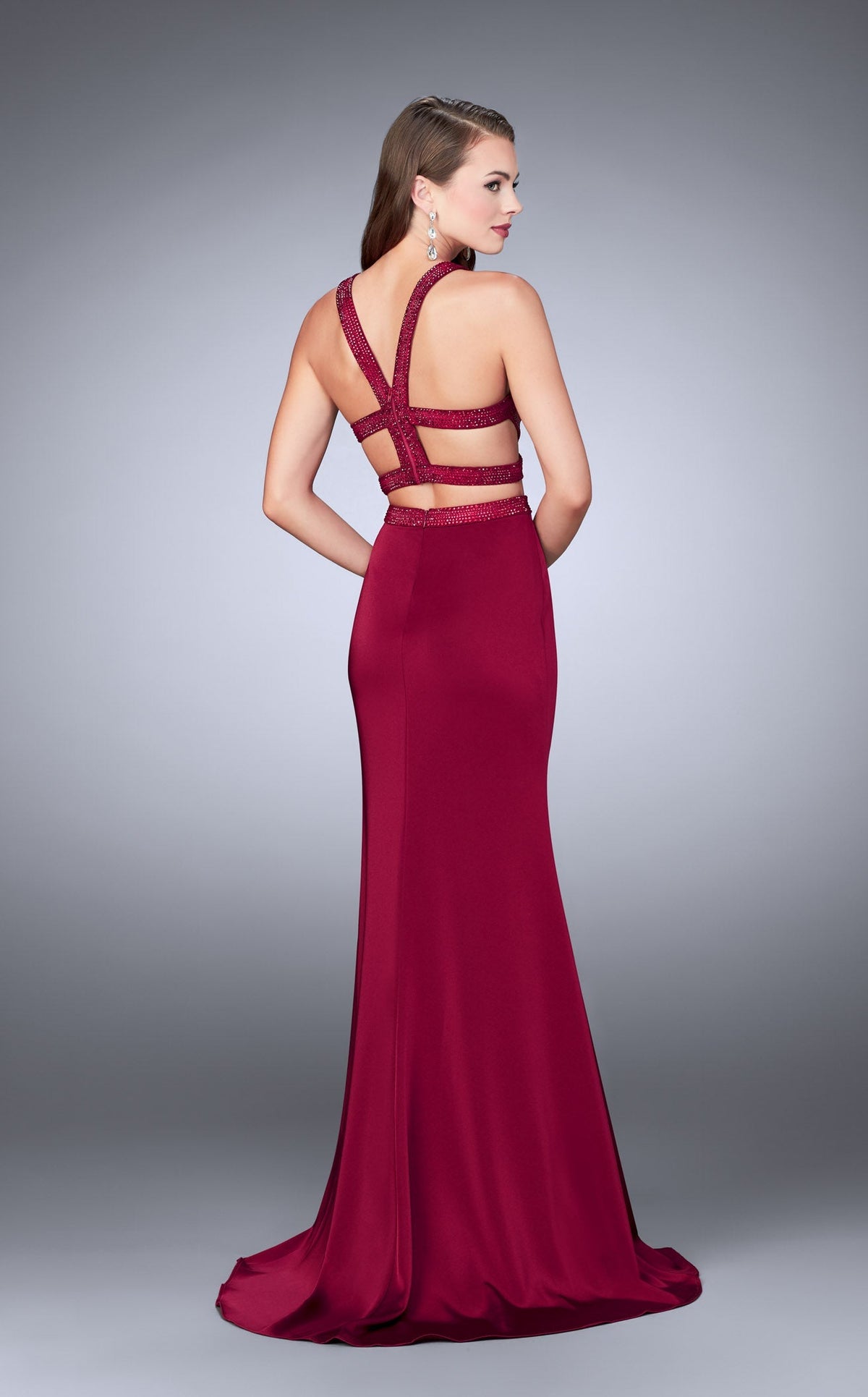 La Femme 23905 Jersey Slit Sleeveless Prom Dress