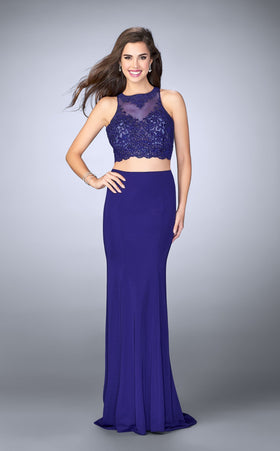 La Femme 23908 Jersey Slit Sleeveless Prom Dress