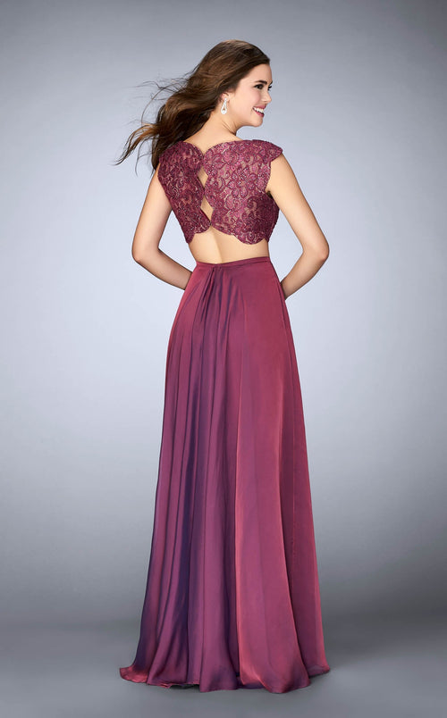 La Femme 23922 Jersey Slit Bateau A Line Prom Dress