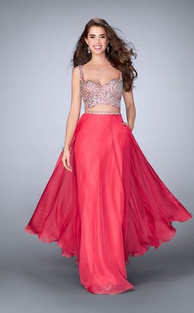 La Femme 23966 Jersey Slit Sweetheart Sleeveless Prom Dress