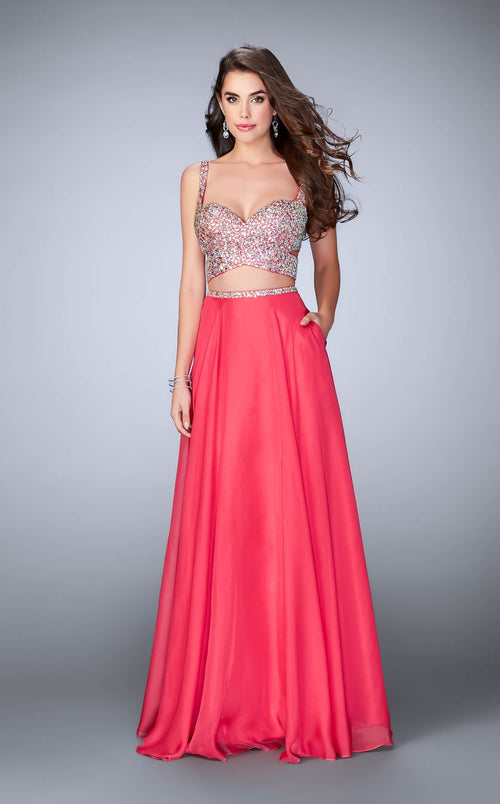 La Femme 23966 Jersey Slit Sweetheart Sleeveless Prom Dress