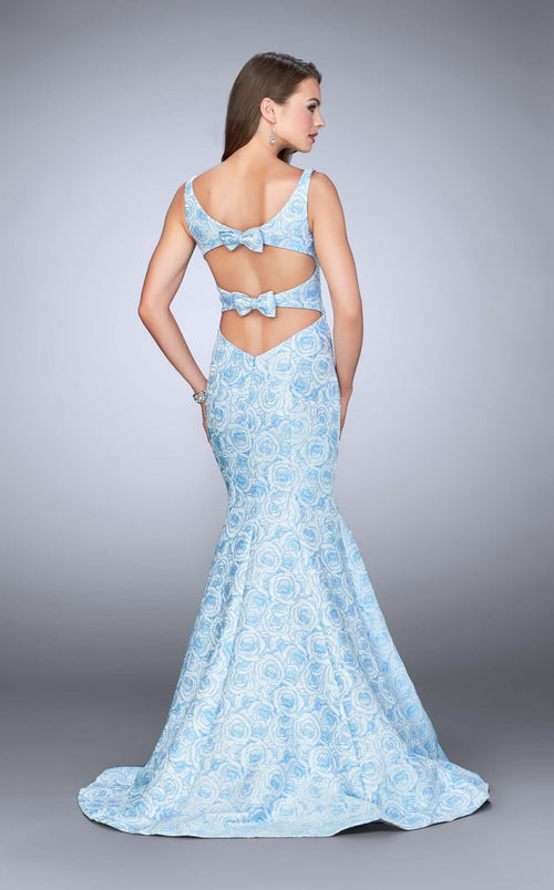 La Femme 24063 Satin Slit Sweetheart Sleeveless Prom Dress