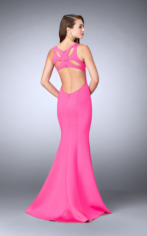 La Femme 24360 Satin Slit Sweetheart Sleeveless Prom Dress
